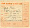 Leave or Duty Ration Card