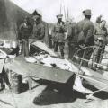 Photo, nd 40, The remains of Baron Von Richtofen's plane on the ground after being shot down. Taken by L. de S. Duke.