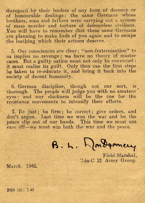 Non-Fraternisation Booklet, back