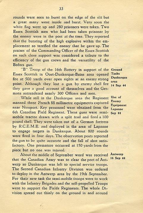 Regimental History, pg 33