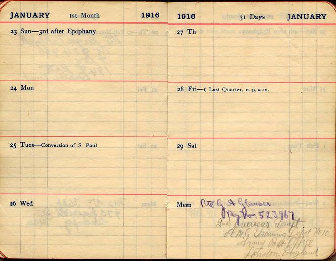 January 1916 Wilson diary, page 76/77.