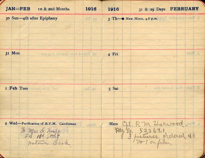 January 1916 Wilson diary, page 78/79.