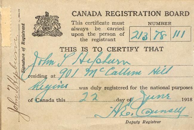 Registration card.