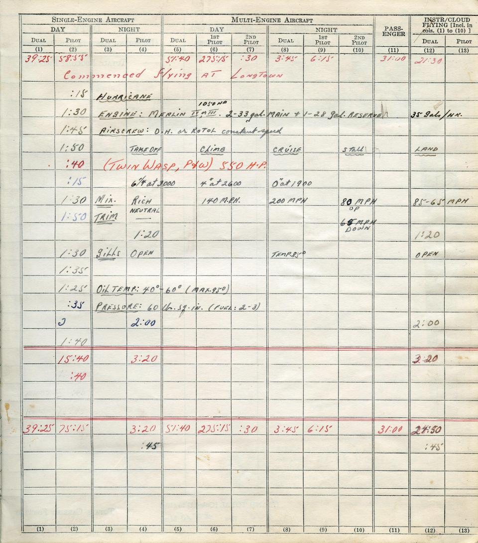 Francis Scandiffio, Pilot Logbook, p.44