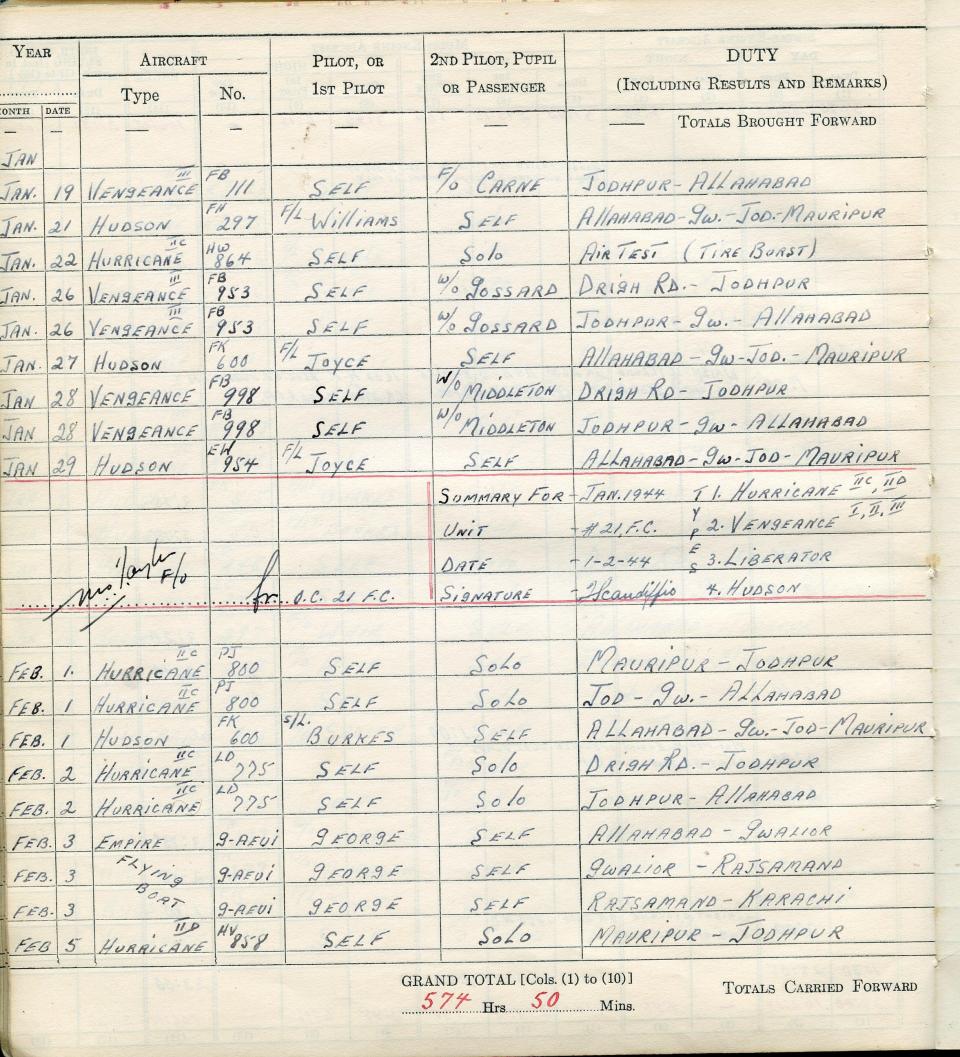 Francis Scandiffio, Pilot Logbook, p.61