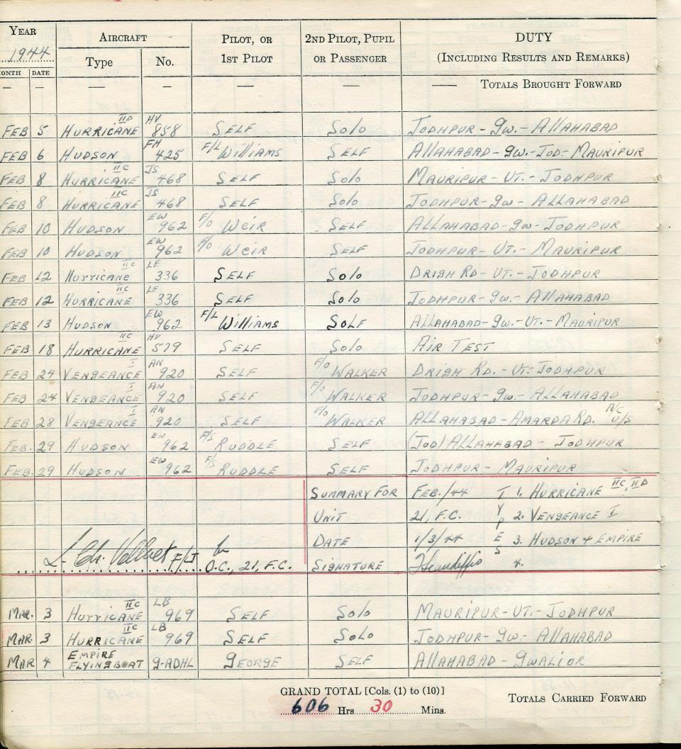 Francis Scandiffio, Pilot Logbook, p.63