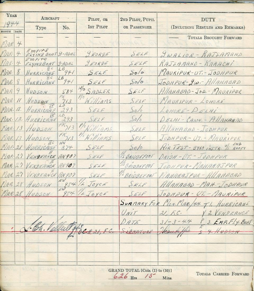 Francis Scandiffio, Pilot Logbook, p.67