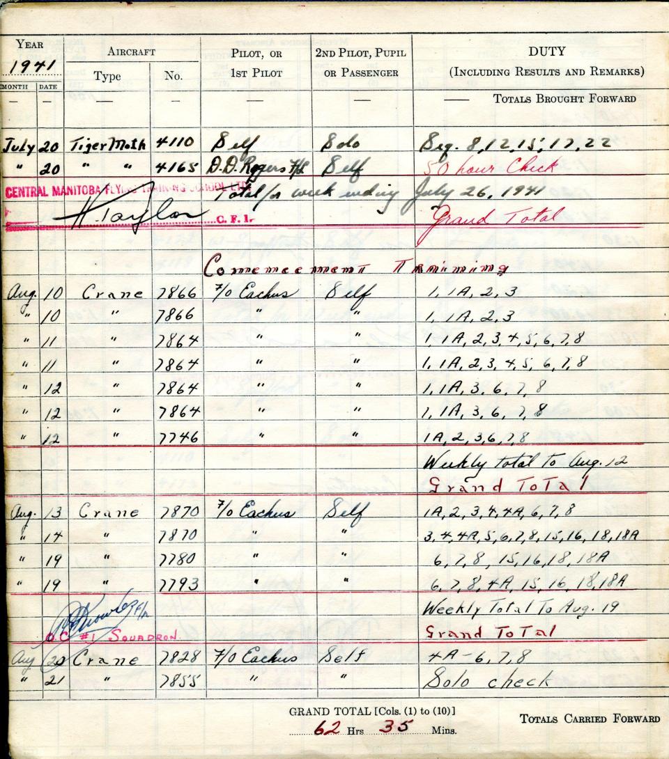 Francis Scandiffio, Pilot Logbook, p.9